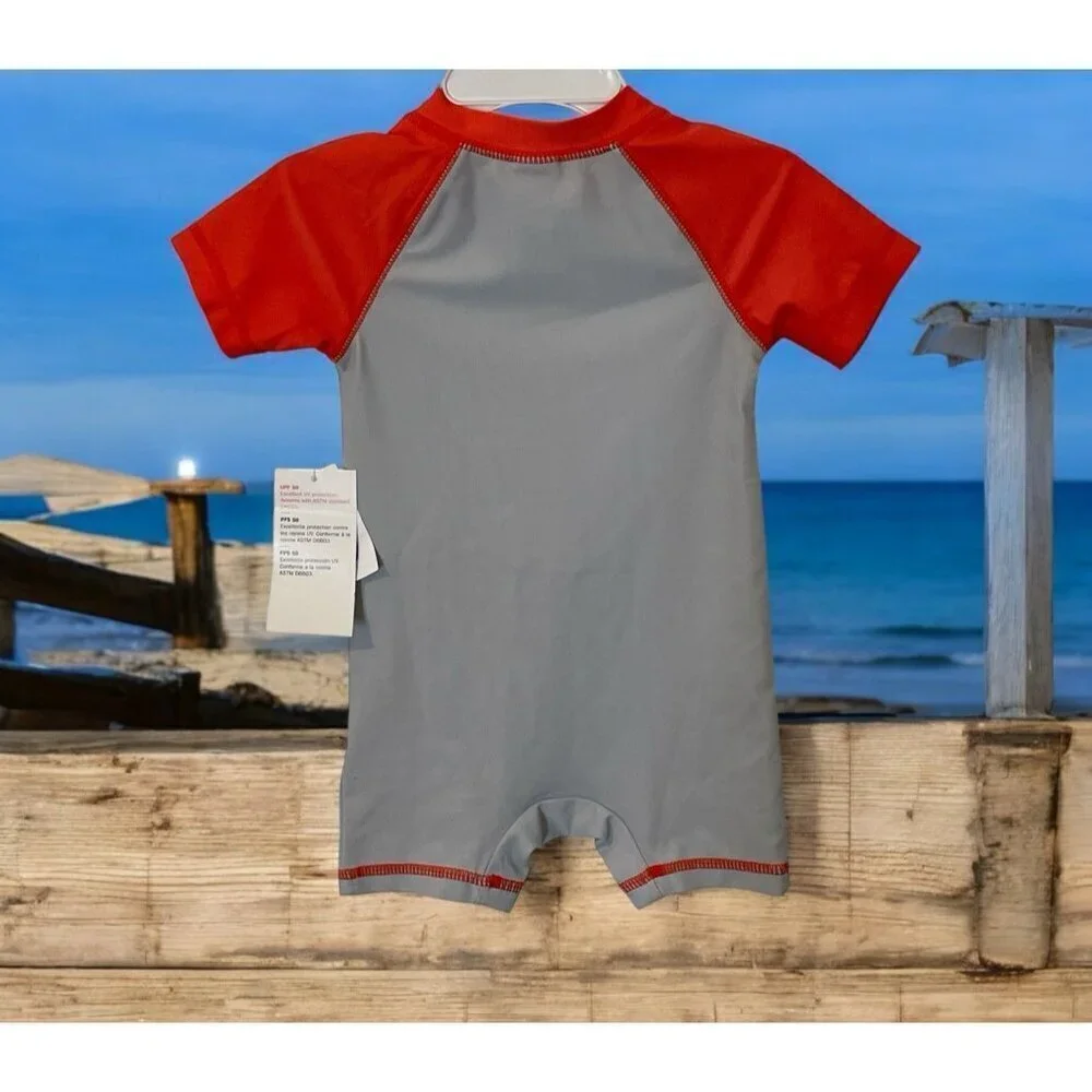 Old Navy Baby Romper Lifeguard In Training Swimsuit Size 6-12M Multicolor